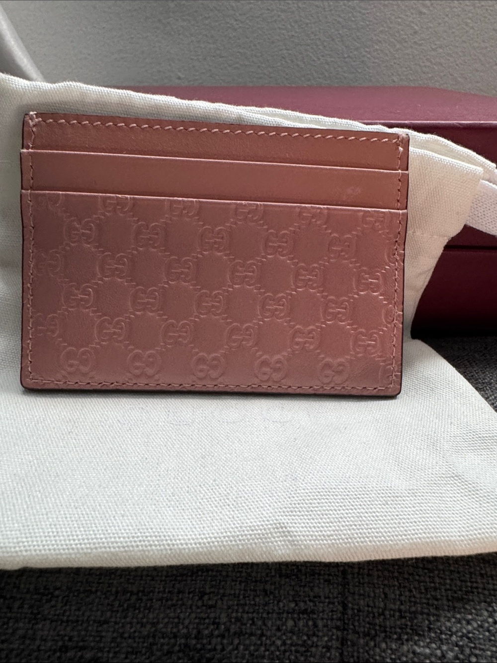 Gucci Rose Pink Embossed Leather Card Holder